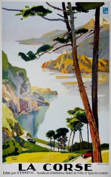 Affiche ancienne originale PLM : La Corse, Lucien Peri-posterissim