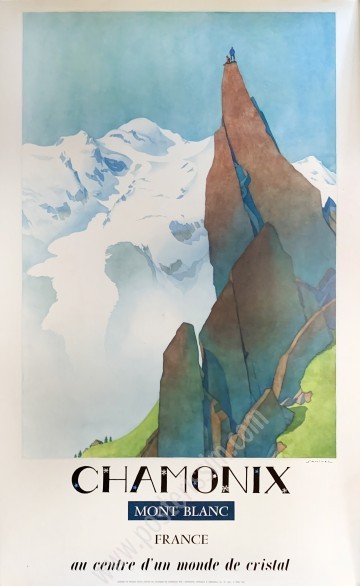 Affiche ancienne originale Chamonix, Mont Blanc, au centre d'un monde de cristal.-posterissim