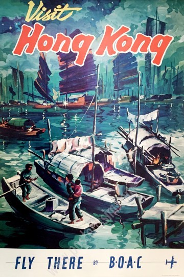 Affiche ancienne originale BOAC : Visit Hong Kong-posterissim