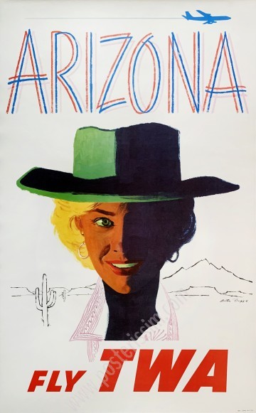 Affiche ancienne originale Fly TWA : Arizona-posterissim