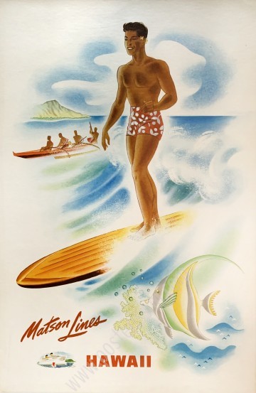 Affiche ancienne Matson Lines : Hawaii-posterissim