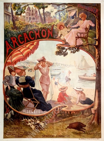 Affiche ancienne originale Arcachon, ville d'été, ville d'hiver.-posterissim