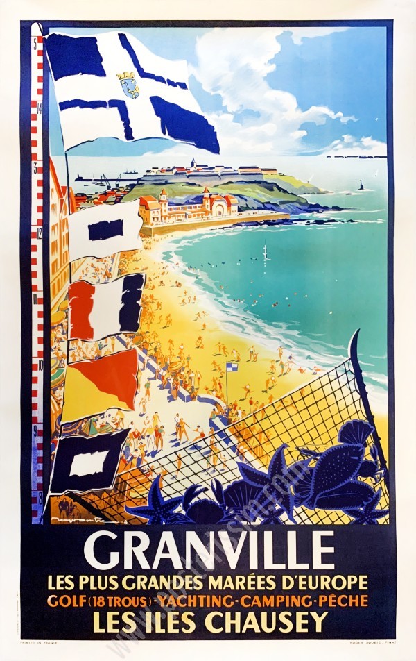 Affiche ancienne Granville, les îles Chausey, les plus grandes marées d'Europe-posterissim