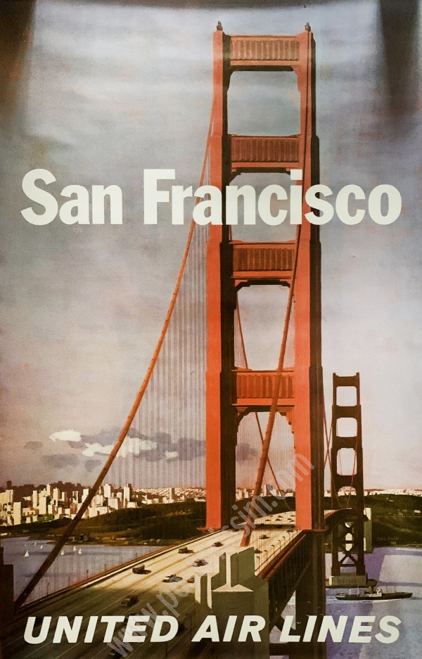 Affiche ancienne United Airlines : San Francisco-posterissim