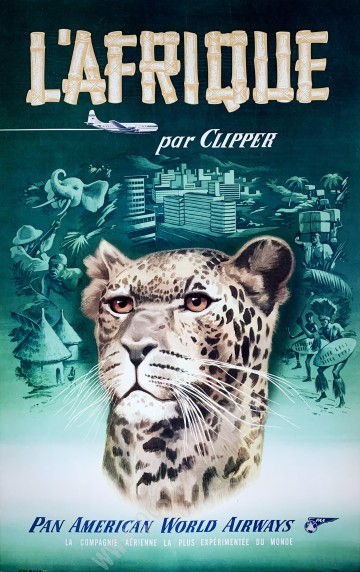 Affiche ancienne Pan Am : L'Afrique par Clipper-posterissim