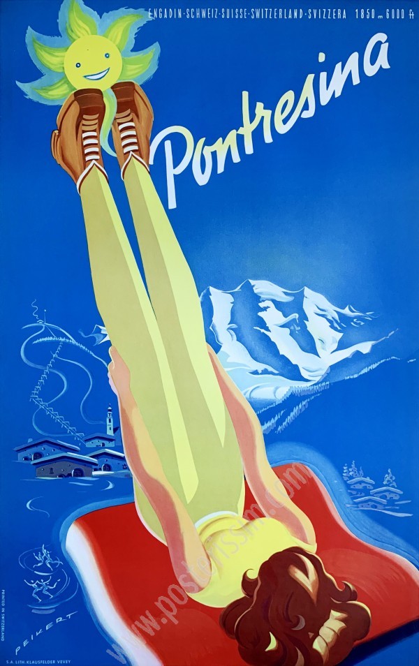 Affiche ancienne originale Pontresina-posterissim