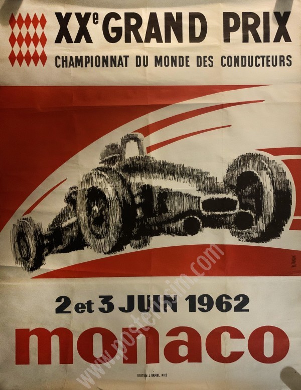 Affiche originale XXe Grand Prix de Monaco 1962-posterissim