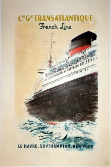 Affiche originale French Line Le Havre Southampton New York-posterissim