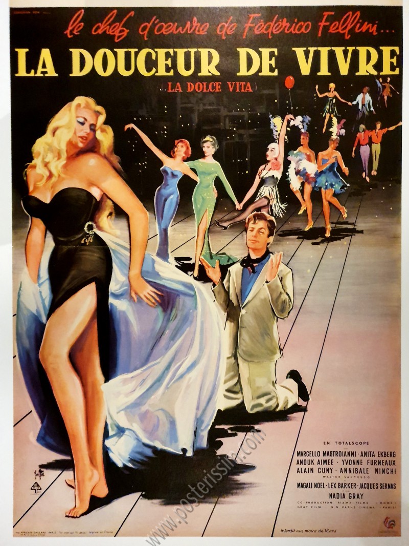 Dolce Vita LA DOLCE VITA 1960 repro Italian B poster 30x40" quad size Frederico Fellini 
