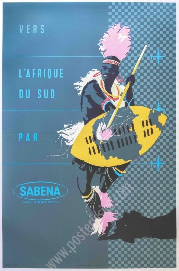 Affiche originale Sabena Afrique du Sud-posterissim