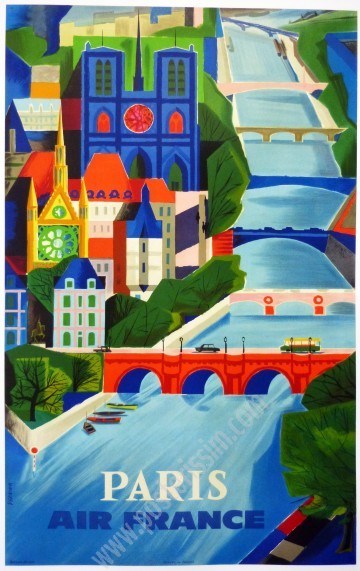 Affiche originale Air France Paris-Posterissim