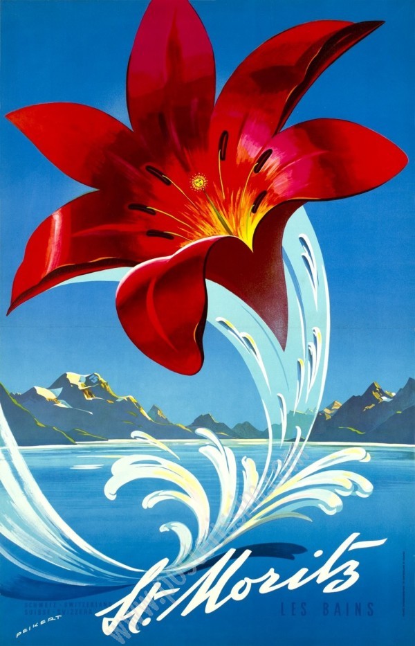 Affiche originale St. Moritz les Bains Martin Peikert-posterissim