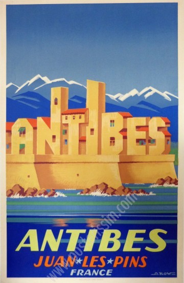 Affiche vintage Antibes Juan-les-Pins – Art déco rare 1930s