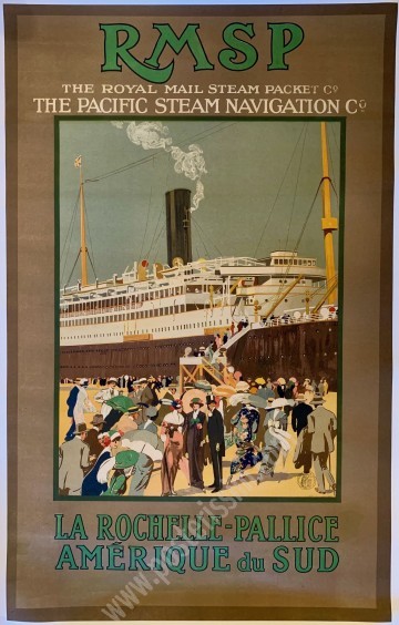 Affiche ancienne RMSP La Rochelle → Amérique du Sud (1920s)