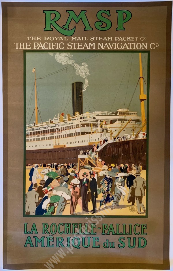 Affiche ancienne RMSP La Rochelle → Amérique du Sud (1920s)