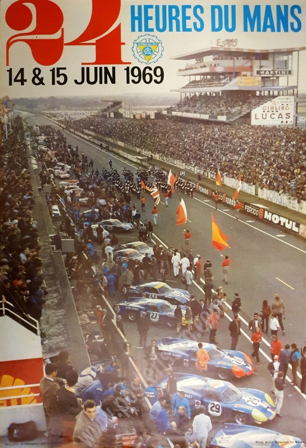 Affiche originale de la course des 24h du Mans 1969-posterissim