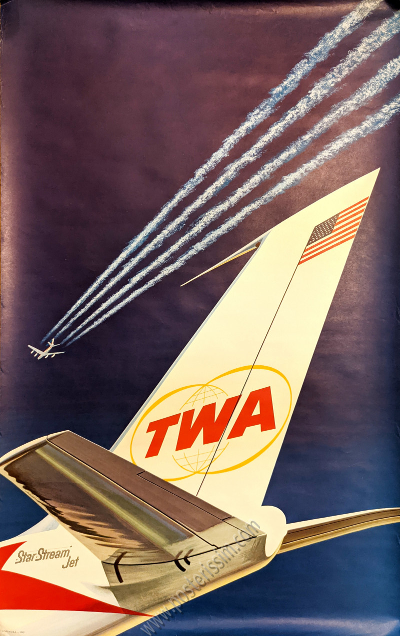 Old TWA Advertising Poster reproduction Africa TWA 