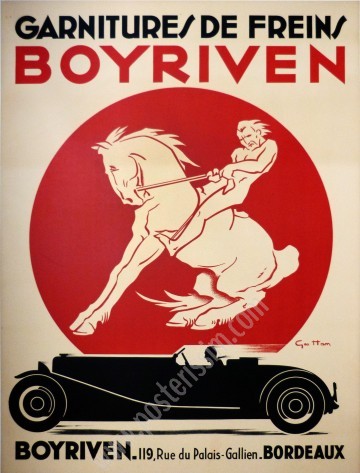 Original Geo Ham Boyriven Poster (1930) – Rare Art Deco Automotive Lithograph