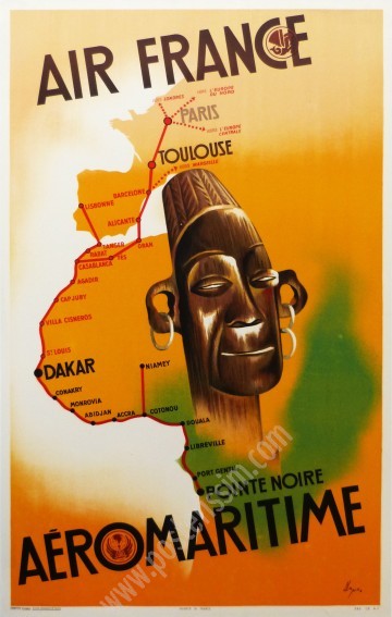 Vintage Air France Aéromaritime poster by Gérald Alexandre, 1937.