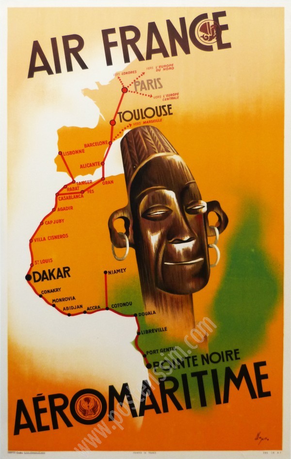 Vintage Air France Aéromaritime poster by Gérald Alexandre, 1937.