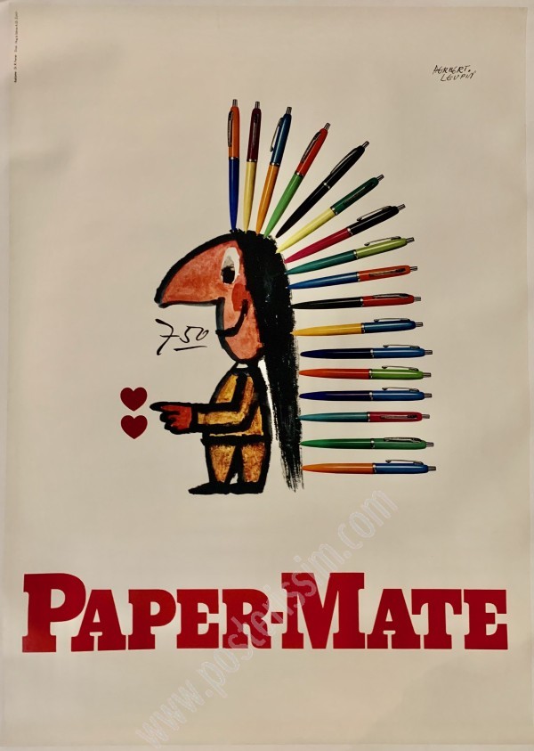 Affiche vintage Paper-Mate 1955 – Signée Herbert Leupin