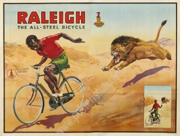 Affiche vintage Raleigh 1950 – Format géant rare 200×153 cm