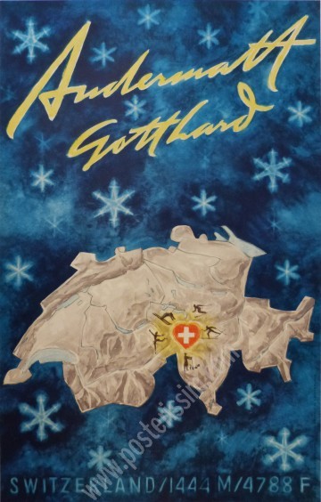 Vintage Poster Andermatt Gotthard 1956 – Rare Swiss Alpine Art