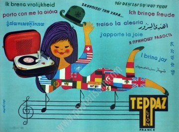 Affiche originale Teppaz 1955 – « J’apporte la joie »