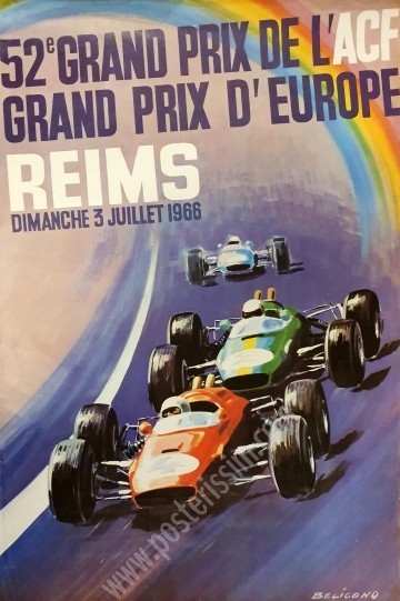 Affiche ancienne originale Grand Prix de l'AFC Reims 1966-posterissim