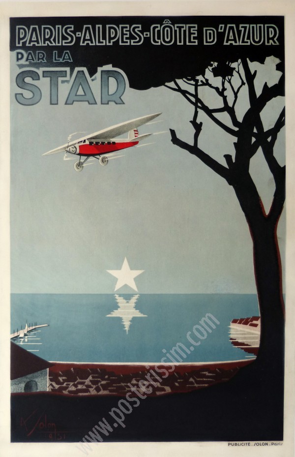 Affiche d'Albert Solon pour la compagnie d'aviation STAR en 1931.