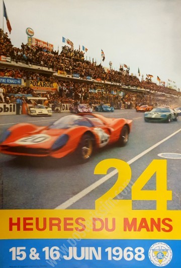 Affiche originale de la course des 24h du Mans 1968-posterissim