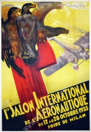 Historic poster from the inaugural Milan International Air Show (1935), designed by Plinio Codognato.