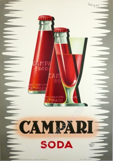Affiche vintage Campari Soda – Lithographie originale 1950