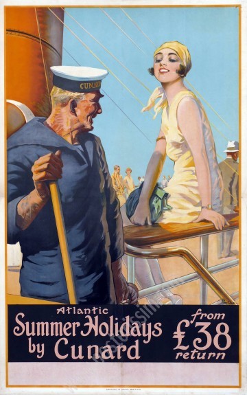 "Summer Holidays by Cunard" Poster, 1925, by Thomas Curr.