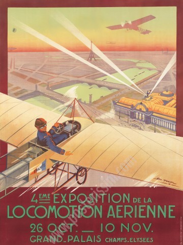 Large poster by Géo Dorival for the 4th Aerial Locomotion Exhibition in Paris, 1912.