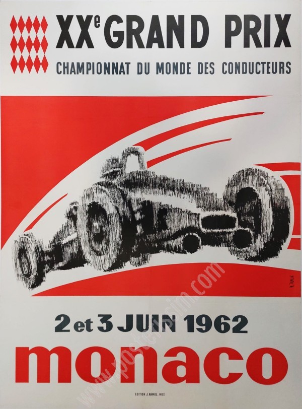 Affiche originale XXe Grand Prix de Monaco 1962-posterissim