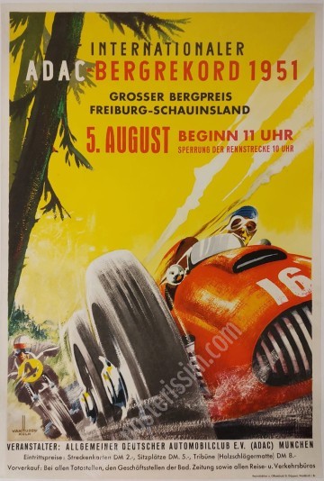 Original 1951 ADAC Racing Poster – Van Hussen Hill Climb