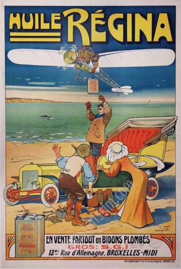 Affiche ancienne Huile Régina (1911) – Victor T’Sas, rare