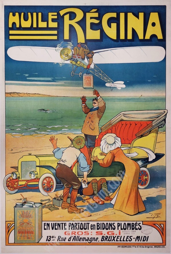 Affiche ancienne Huile Régina (1911) – Victor T’Sas, rare