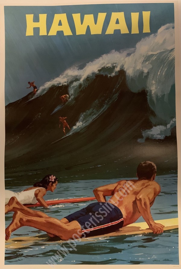 Affiche originale Hawaii par Chas Allen vers 1958-posterissim