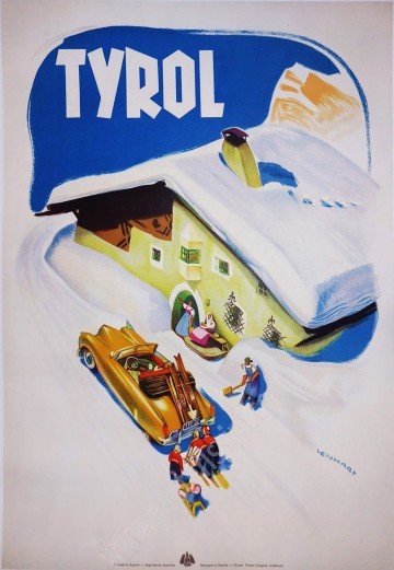 Affiche ancienne "Tyrol" Lenhart – Art alpin rare des 50s.