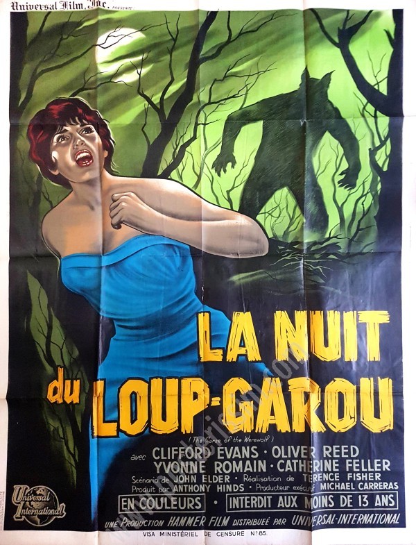 Affiche ancienne originale de Guy Gérard Noël pour La Nuit du Loup-garou, 1961, Terence Fisher-posterissim