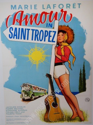 Affiche originale allemande du film Saint Tropez Blues de Marcel Moussy (1961).