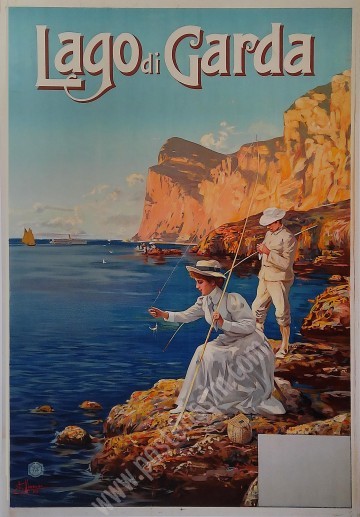Vintage Lake Garda poster by Ettore Ximenes (1908).