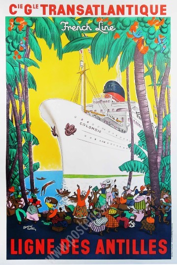 Original poster Compagnie Générale Transatlantique French Line Ligne des Antilles-posterissim