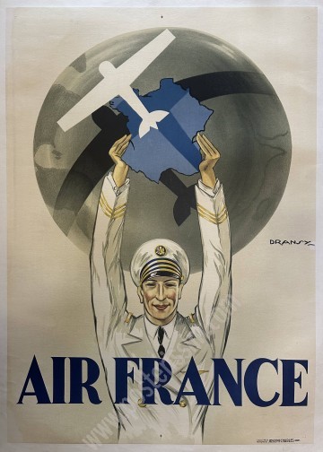 The Very First Air France Poster by Dransy, 1933