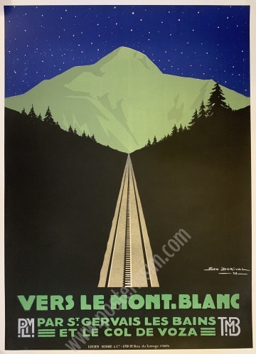 Ensemble de 3 affiches PLM: vers le Mont-Blanc réalisé par Géo Dorival en 1928