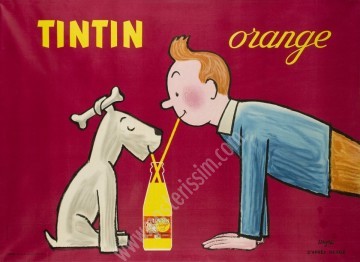 Tintin Orange 1962 poster - Savignac & Hergé | Rare