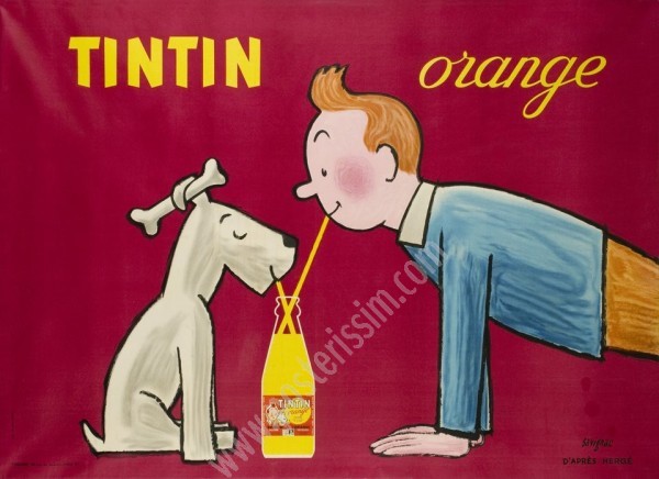 Tintin Orange 1962 poster - Savignac & Hergé | Rare