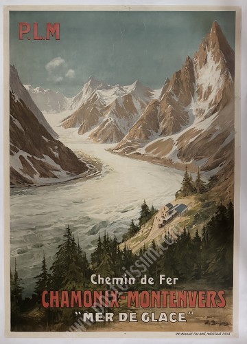 Affiche ancienne PLM Chamonix-Montenvers – Mer de Glace (1910)